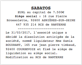 dissolution annonce legale